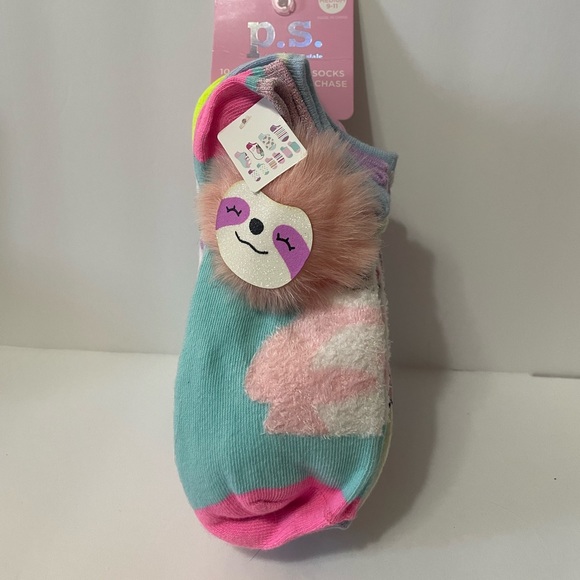 P.S. Aeropostale 10 pairs No Show Socks M 9-11 with Hairtie Sloth Themed - Picture 1 of 4